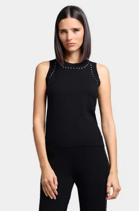 Viscose Blend Sleeveless Top with Studs