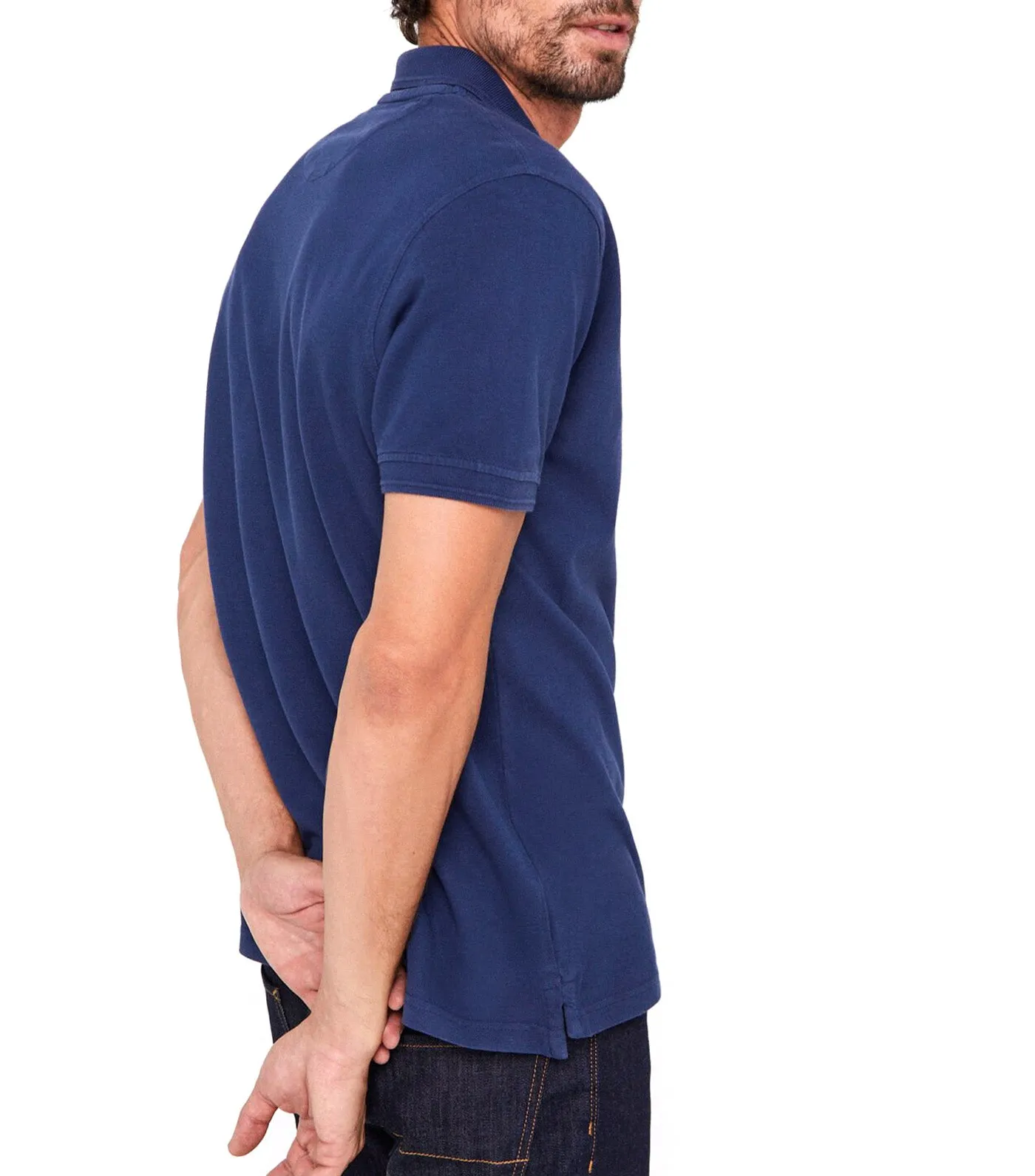 Washed Plain Polo Medium Blue