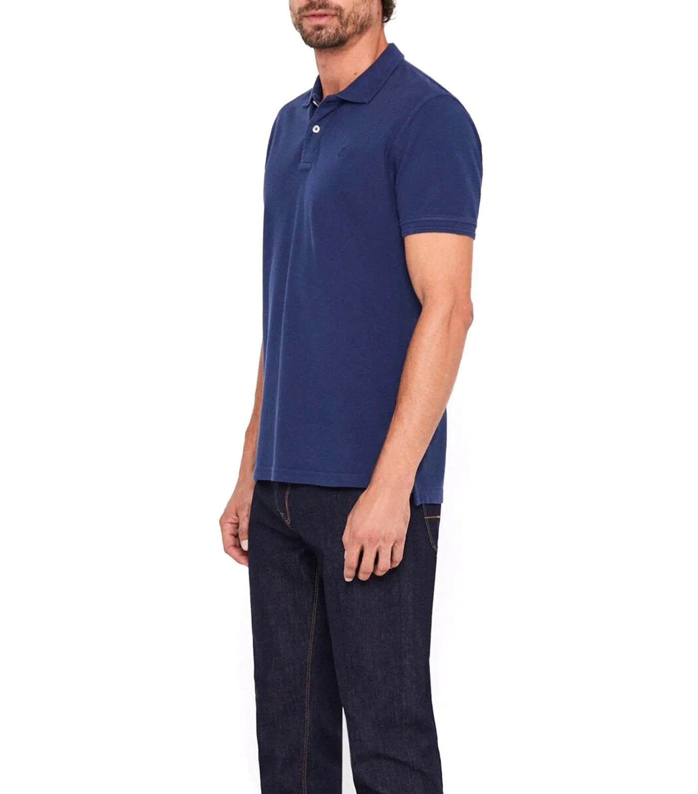 Washed Plain Polo Medium Blue