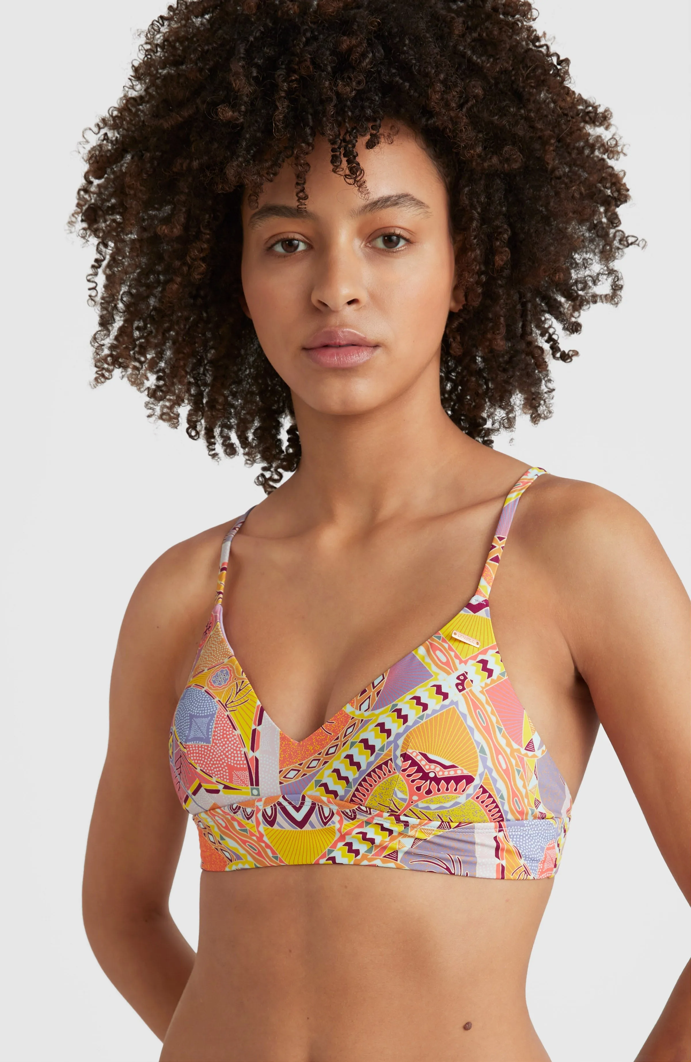 Wave Bralette Bikini Top | Yellow Scarf Print