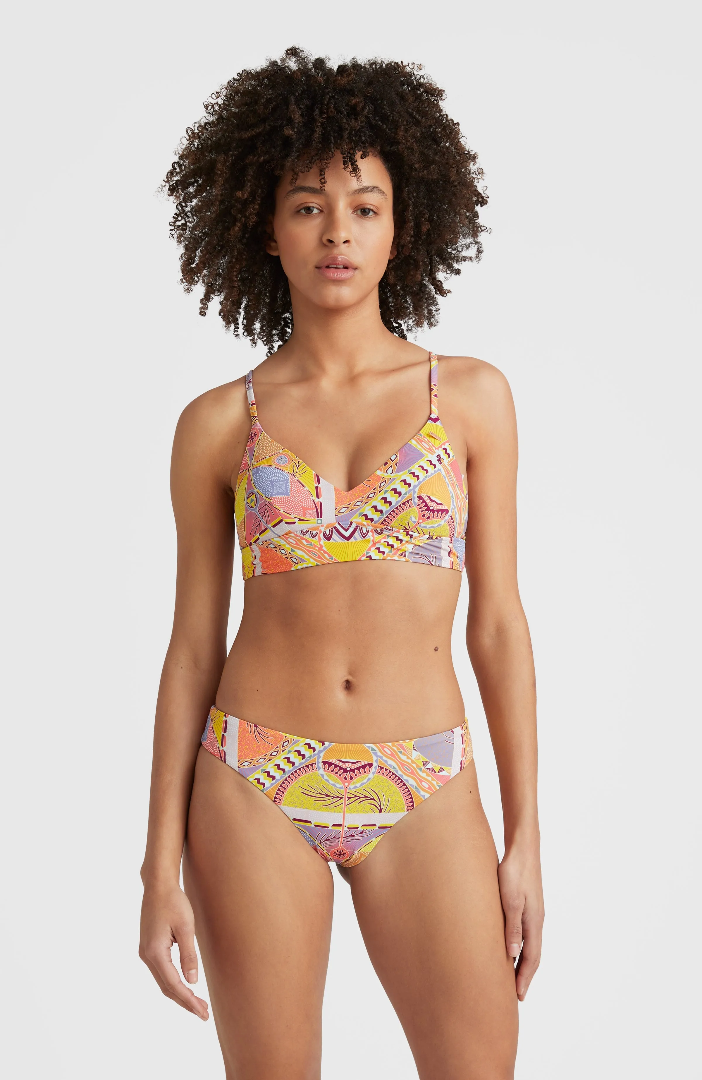 Wave Bralette Bikini Top | Yellow Scarf Print