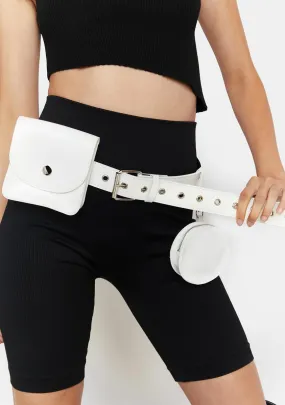 White Hoop Belt Bag-