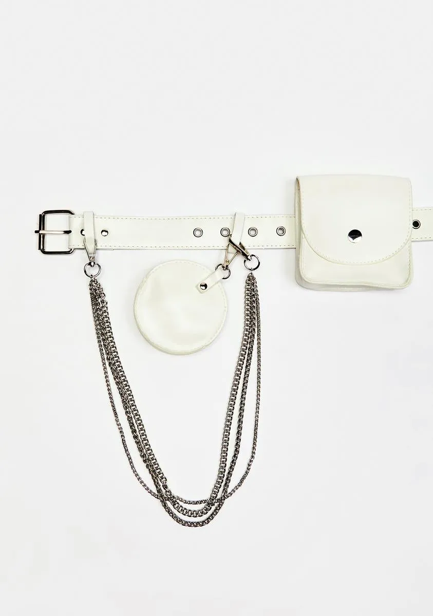 White Hoop Belt Bag-