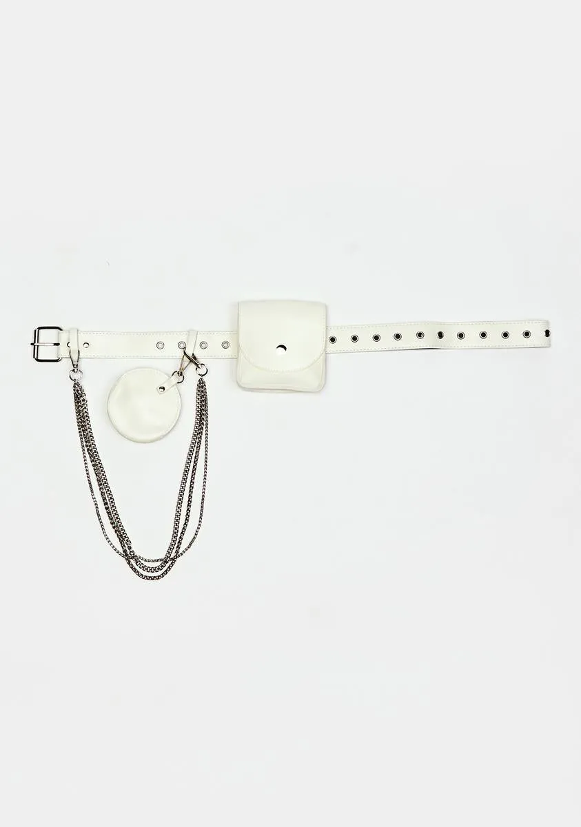 White Hoop Belt Bag-