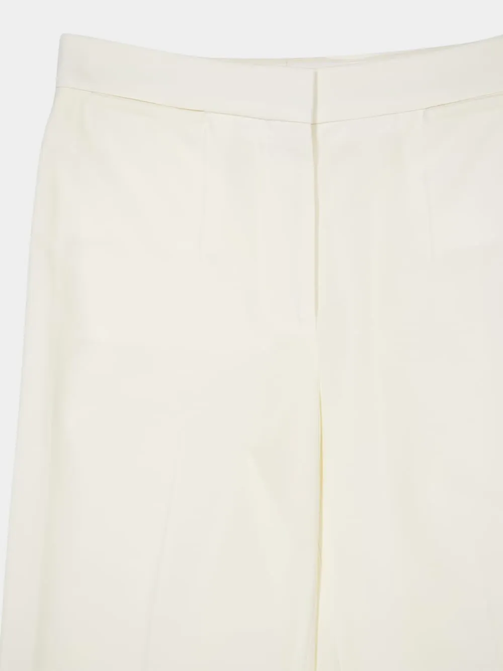 White Wool Flannel Tailored Trousers