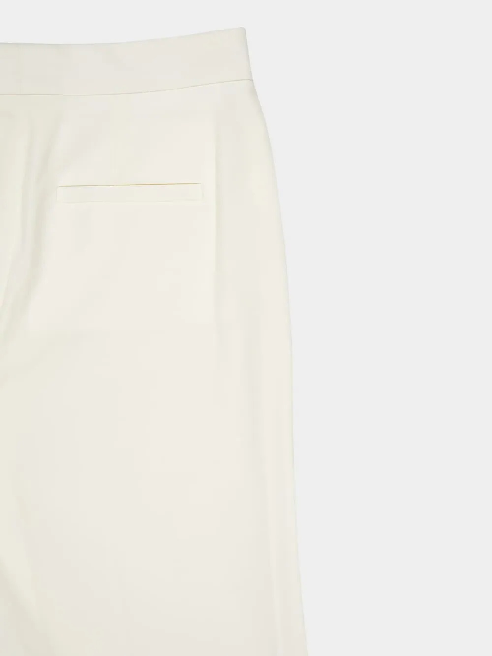 White Wool Flannel Tailored Trousers