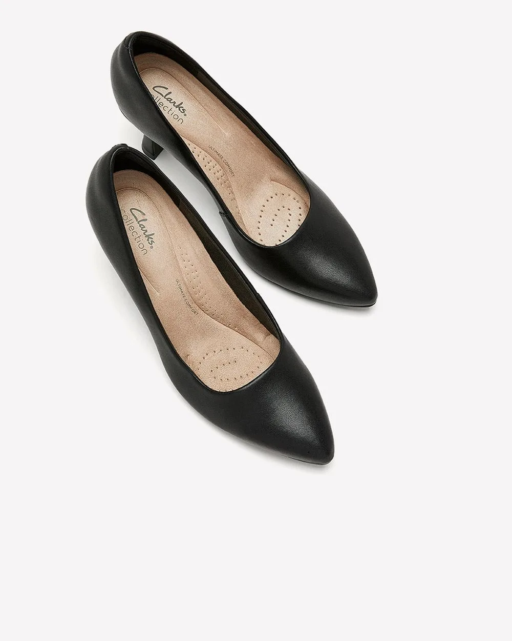 Wide Width, Black Leather Pointed Pump Shoe - Clarks