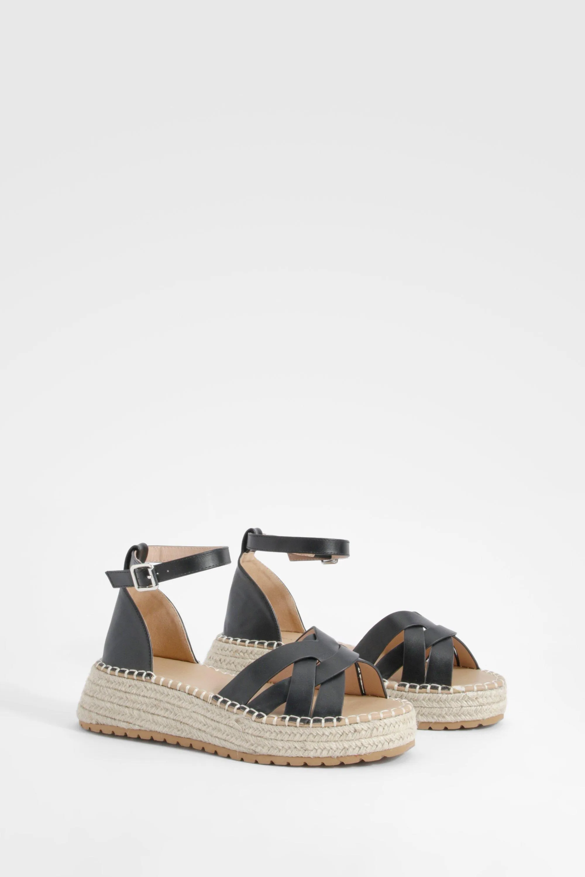 Wide Width Low Woven Flatform Sandals