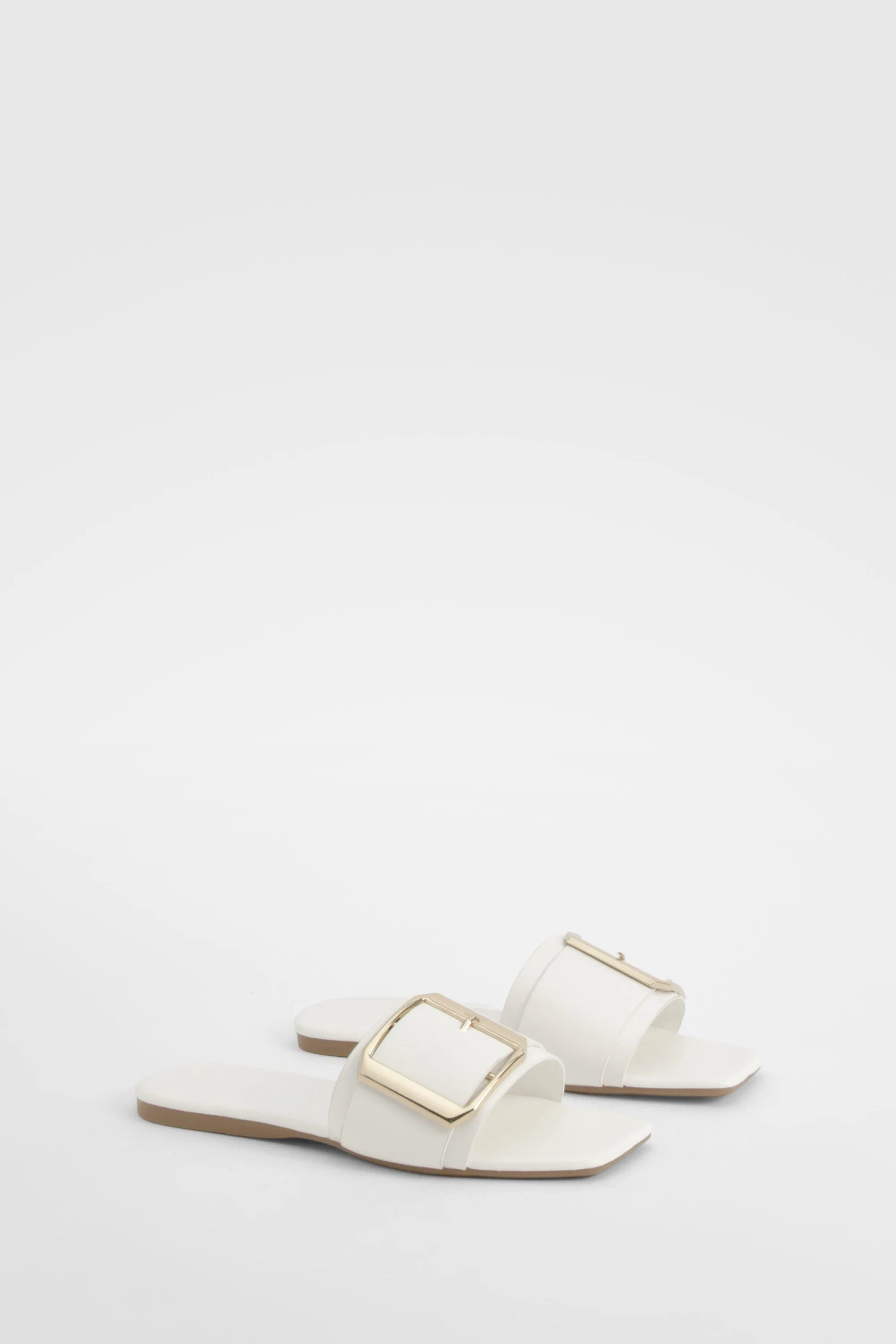 Wide Width Oversized Buckle Mule Sandals