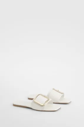 Wide Width Oversized Buckle Mule Sandals