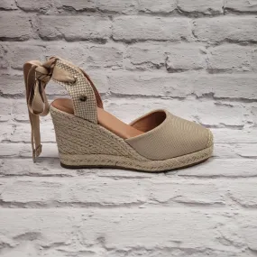 Xti Womens Z.Tex Wedge Sandals - Beige