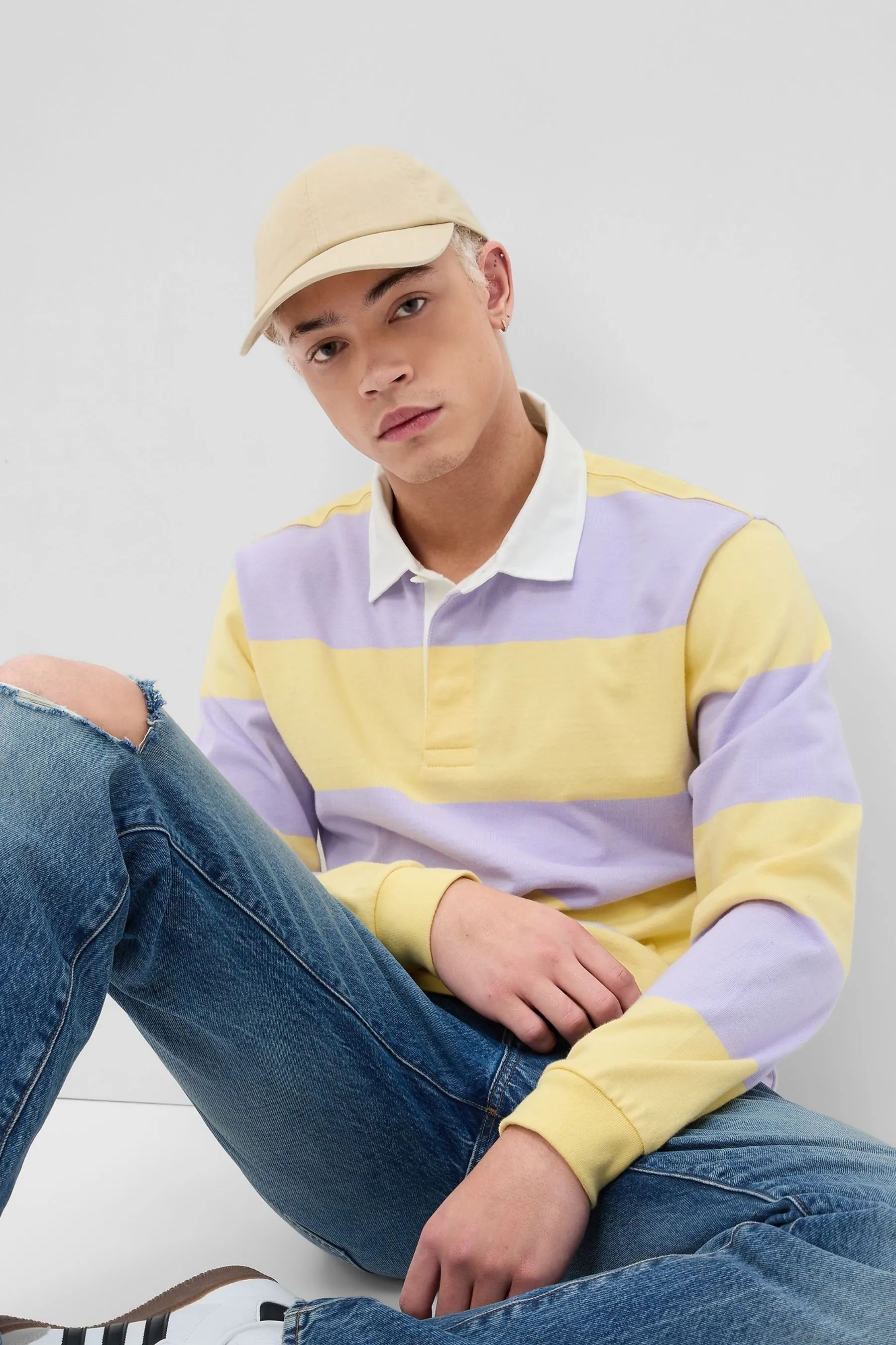 Yellow Stripe Rugby Polo Shirt