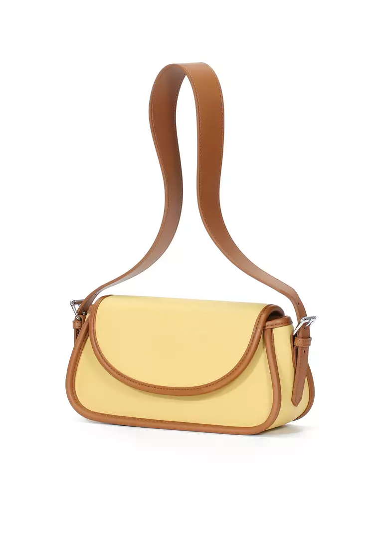 ZITIQUE Contrasting colored leather oblique backpack