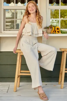 Zola Smocked Tank And Wide Leg Pants Set